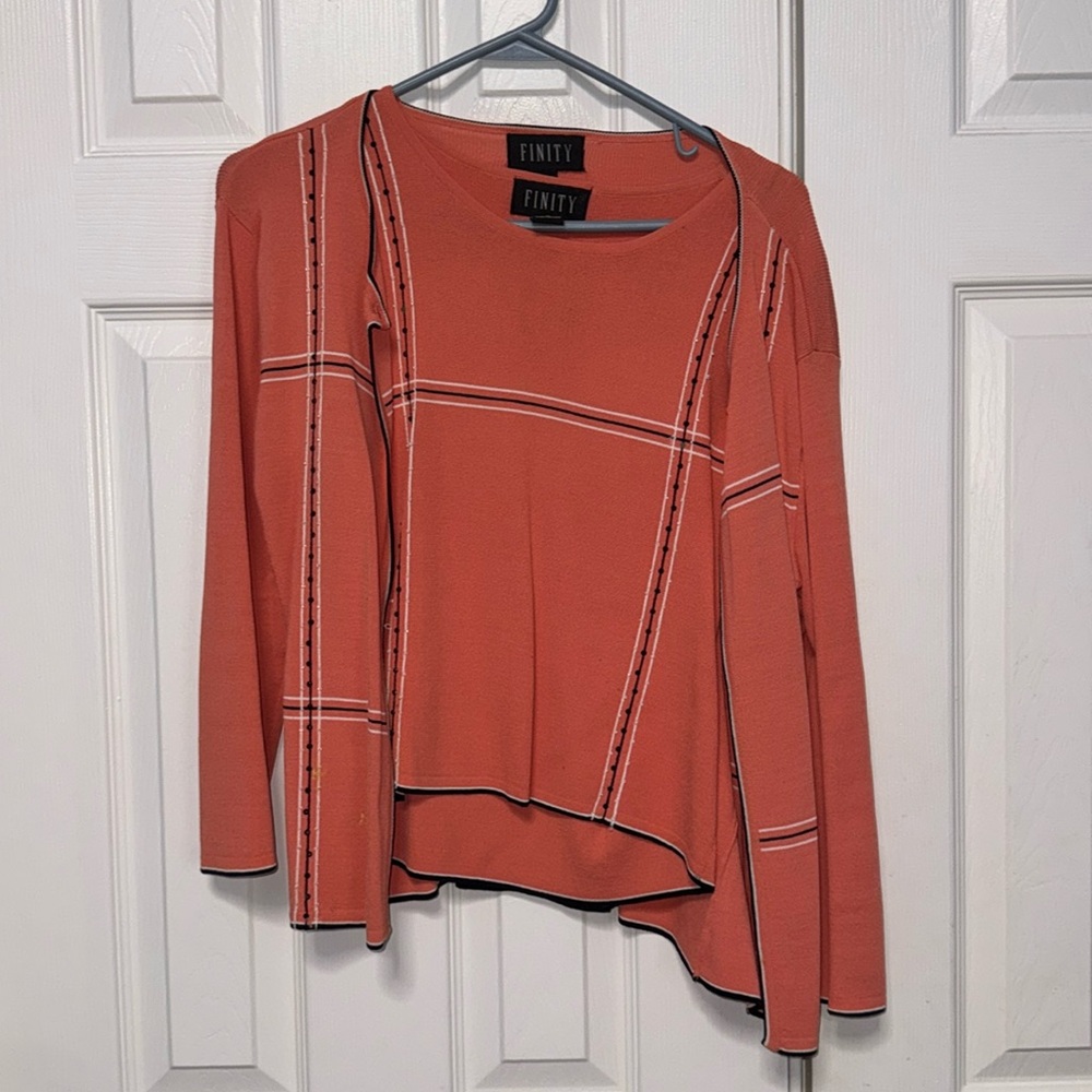 Orange and Black Tank Top & Cardigan Set